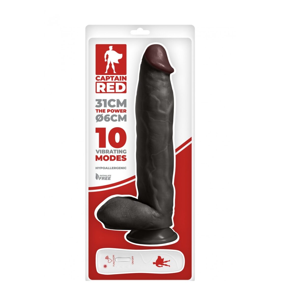 CAPTAIN RED VIBRADOR 31 CM. NEGRO